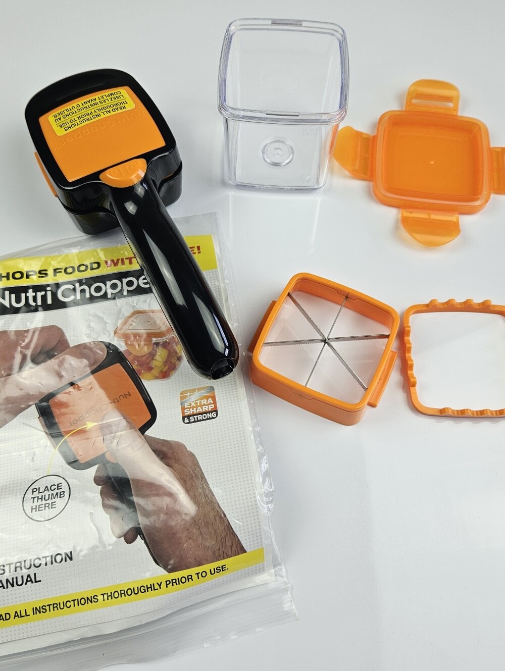 Nutri Chopper Handheld Food Chopper - Orange & Clear New